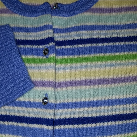 Express Striped Wool Cardigan w/Rhinestone Buttons - Picture 3 of 7